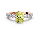 Rose gold Fancy Yellow Oval  Diamond Pavé Band Solitaire with Four-Prong Setting_3