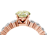 Rose gold Fancy Yellow Oval  Diamond Pavé Band Solitaire with Four-Prong Setting_7