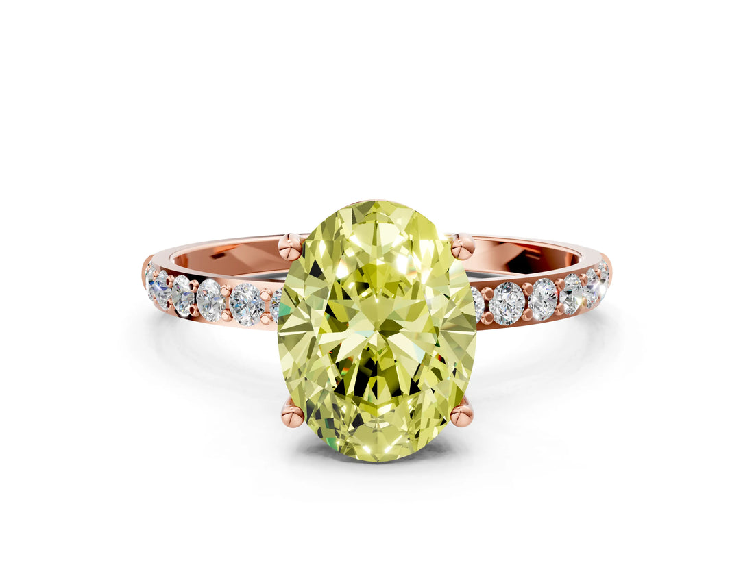 Rose gold Fancy Yellow Oval  Diamond Pavé Band with Six-Prong Setting_27