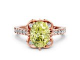 Rose gold Fancy Yellow Oval  Diamond Pave Band with Floral Prong Setting_27