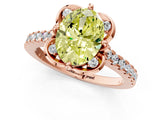 Rose gold Fancy Yellow Oval  Diamond Pave Band with Floral Prong Setting_28