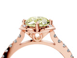 Rose gold Fancy Yellow Oval  Diamond Pave Band with Floral Prong Setting_31