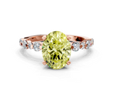Rose gold Fancy Yellow Oval  Diamond Prong Set Engagement Ring with Pave Band_204