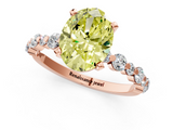 Rose gold Fancy Yellow Oval  Diamond Prong Set Engagement Ring with Pave Band_205