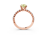 Rose gold Fancy Yellow Oval  Diamond Prong Set Engagement Ring with Pave Band_207