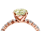 Rose gold Fancy Yellow Oval  Diamond Prong Set Engagement Ring with Pave Band_208