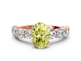 Rose gold Fancy Yellow Oval  Diamond Prong Setting with Side Stones on a Pave Band_146