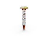 Rose gold Fancy Yellow Oval  Diamond Prong Setting with Side Stones on a Pave Band_148