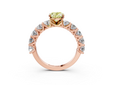 Rose gold Fancy Yellow Oval  Diamond Prong Setting with Side Stones on a Pave Band_149