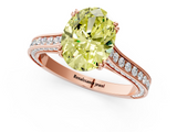Rose gold Fancy Yellow Oval  Diamond Solitaire with Pave Band and Six-Prong Setting_21