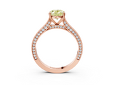 Rose gold Fancy Yellow Oval  Diamond Solitaire with Pave Band and Six-Prong Setting_23
