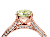 Rose gold Fancy Yellow Oval  Diamond Solitaire with Pave Band and Six-Prong Setting_24