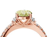 Rose gold Fancy Yellow Oval  Diamond Three-Stone Pave Band with Four-Prong Setting_24