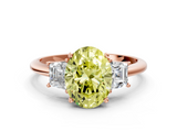 Rose gold Fancy Yellow Oval  Diamond Three-Stone Ring with Trapezoid Side Stones and Prong Setting_17