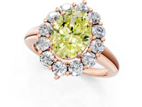 Rose gold Fancy Yellow Oval  Halo Cluster Diamond Engagement Ring with Prong Setting and Polished Band_88