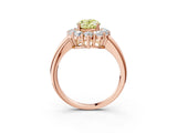 Rose gold Fancy Yellow Oval  Halo Cluster Diamond Engagement Ring with Prong Setting and Polished Band_90
