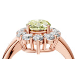 Rose gold Fancy Yellow Oval  Halo Cluster Diamond Engagement Ring with Prong Setting and Polished Band_91