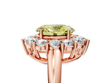 Rose gold Fancy Yellow Oval  Halo Cluster Diamond Engagement Ring with Prong Setting and Polished Band_92