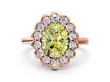 Rose gold Fancy Yellow Oval  Halo Cluster Diamond Engagement Ring with Solitaire Band and Prong Setting_66