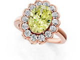 Rose gold Fancy Yellow Oval  Halo Cluster Diamond Engagement Ring with Solitaire Band and Prong Setting_67