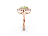 Rose gold Fancy Yellow Oval  Halo Cluster Diamond Engagement Ring with Solitaire Band and Prong Setting_68