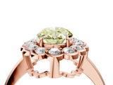 Rose gold Fancy Yellow Oval  Halo Cluster Diamond Engagement Ring with Solitaire Band and Prong Setting_70