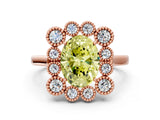 Rose gold Fancy Yellow Oval  Halo Diamond Cluster Engagement Ring with Milgrain Bezel Setting and Solitaire Band_27