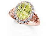 Rose gold Fancy Yellow Oval  Halo Diamond Engagement Ring with Filigree Band and Four-Prong Setting_82