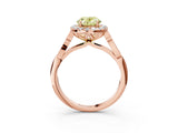 Rose gold Fancy Yellow Oval  Halo Diamond Engagement Ring with Filigree Band and Four-Prong Setting_84