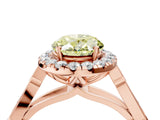 Rose gold Fancy Yellow Oval  Halo Diamond Engagement Ring with Filigree Band and Four-Prong Setting_85
