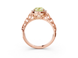 Rose gold Fancy Yellow Oval  Halo Diamond Engagement Ring with Intricate Filigree Band and Four-Prong Setting_40