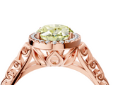 Rose gold Fancy Yellow Oval  Halo Diamond Engagement Ring with Intricate Filigree Band and Four-Prong Setting_41