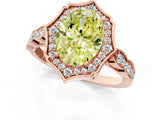 Rose gold Fancy Yellow Oval  Halo Diamond Engagement Ring with Milgrain Band and Four-Prong Setting_4
