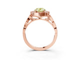Rose gold Fancy Yellow Oval  Halo Diamond Engagement Ring with Milgrain Band and Four-Prong Setting_6