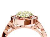 Rose gold Fancy Yellow Oval  Halo Diamond Engagement Ring with Milgrain Band and Four-Prong Setting_7
