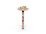 Rose gold Fancy Yellow Oval  Halo Diamond Engagement Ring with Milgrain Pave Band and Four-Prong Setting_125