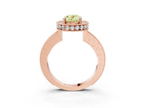 Rose gold Fancy Yellow Oval  Halo Diamond Engagement Ring with Milgrain Pave Band and Four-Prong Setting_126