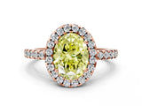 Rose gold Fancy Yellow Oval  Halo Diamond Engagement Ring with Pavé Band and Four-Prong Setting_19