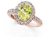 Rose gold Fancy Yellow Oval  Halo Diamond Engagement Ring with Pavé Band and Four-Prong Setting_20
