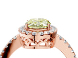 Rose gold Fancy Yellow Oval  Halo Diamond Engagement Ring with Pavé Band and Four-Prong Setting_23