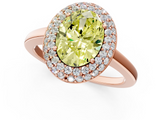 Rose gold Fancy Yellow Oval  Halo Diamond Engagement Ring with Solitaire Band and Four-Prong Setting_21