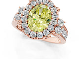 Rose gold Fancy Yellow Oval  Halo Diamond Engagement Ring with Split Shank and Four-Prong Setting_44