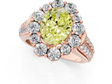 Rose gold Fancy Yellow Oval  Halo Diamond Engagement Ring with Split Shank and Prong Setting_66