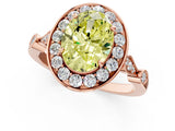 Rose gold Fancy Yellow Oval  Halo Diamond Engagement Ring with Twisted Band and Four-Prong Setting 1