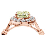 Rose gold Fancy Yellow Oval  Halo Diamond Engagement Ring with Twisted Band and Four-Prong Setting 4