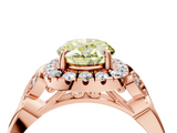 Rose gold Fancy Yellow Oval  Halo Diamond Engagement Ring with Vintage-Inspired Band and Four-Prong Setting_7