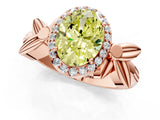 Rose gold Fancy Yellow Oval  Halo Diamond Floral Band with Four-Prong Setting_56