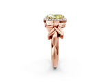 Rose gold Fancy Yellow Oval  Halo Diamond Floral Band with Four-Prong Setting_57