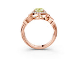 Rose gold Fancy Yellow Oval  Halo Diamond Floral Band with Four-Prong Setting_58