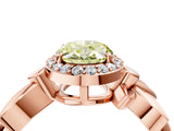 Rose gold Fancy Yellow Oval  Halo Diamond Floral Band with Four-Prong Setting_59